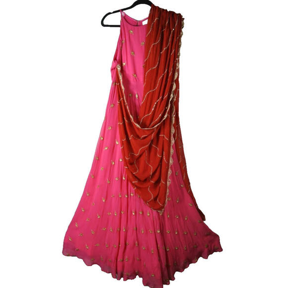 NWD, SANI Nila Anarkali with Dupatta Pink Size L #LD0121 - Picture 5 of 12
